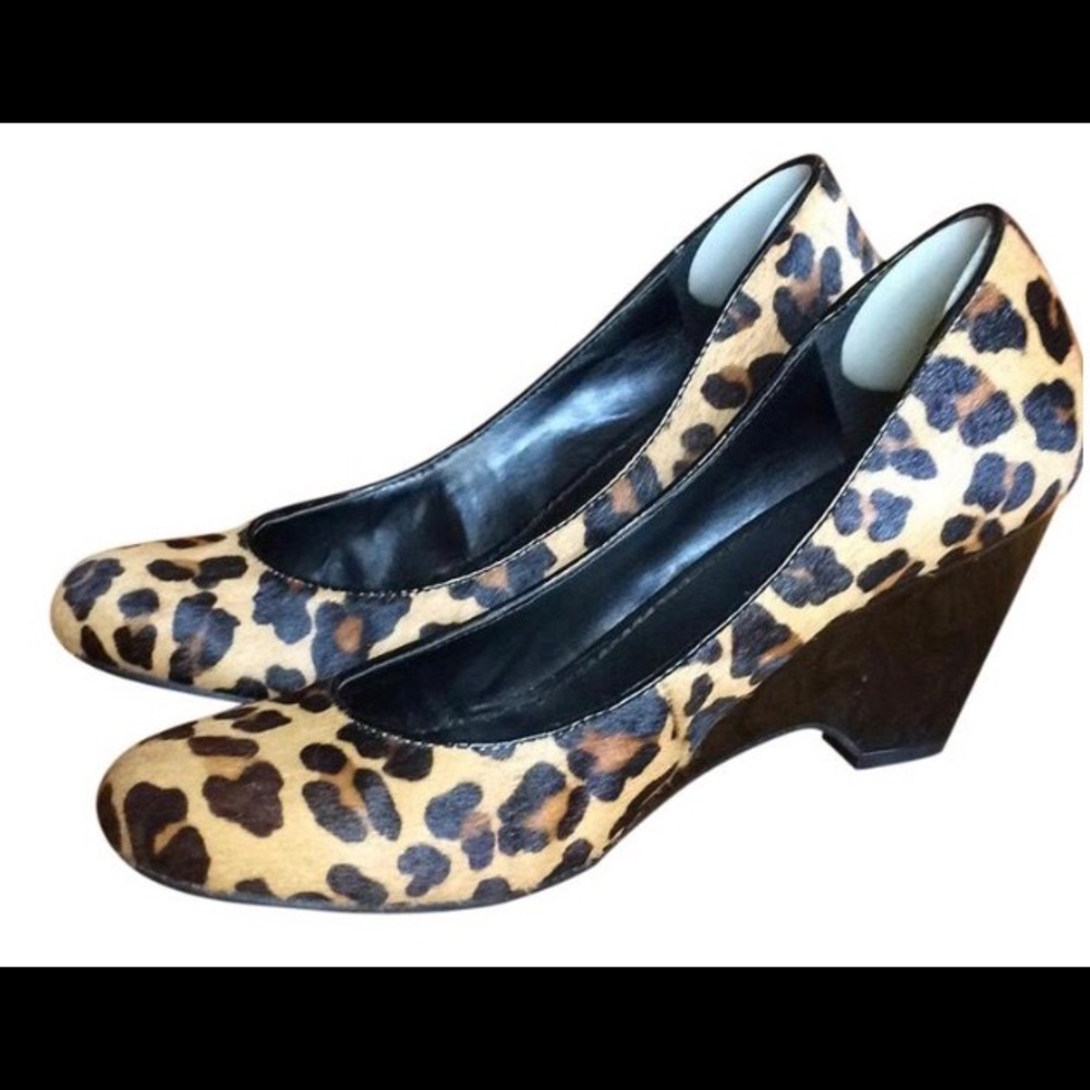 Jessica Simpson Leopard Calf Hair Wedges / Heels